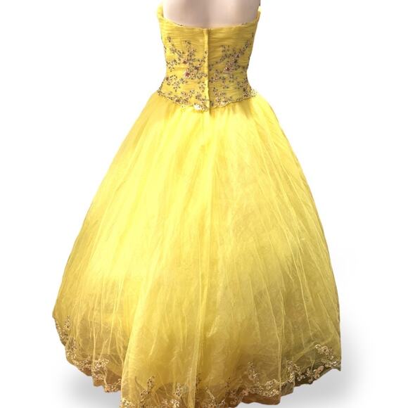 TIFFANY DESIGNS Yellow Beaded Bodice Princess Prom Pageant Ball Gown Dress Sz 6 - Picture 5 of 8